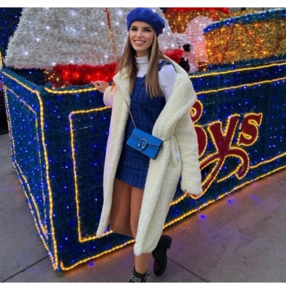 Zara Blue Tweed Jumper Dress Pinafore Mini Sleeveless Size Medium  With Pockets! - Picture 11 of 16